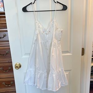 Zara White Floral Embroidered Dress